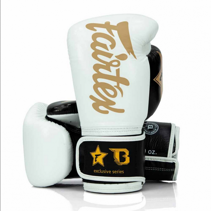 Боксови Ръкавици - Fairtex FXB-BG V2 - White/Black/Gold
